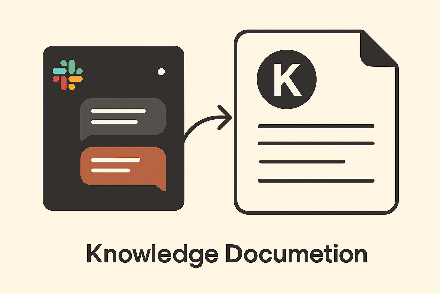 Diagram showing Slack thread conversion to structured Canvas document with AI processing